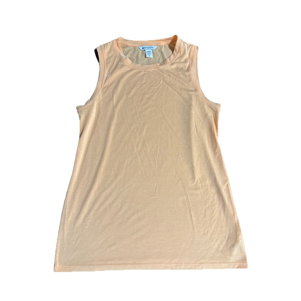 Athleta Womens S Peach‎ Muscle Tank Top Sleeveless Crew Neck Activewear Shirt